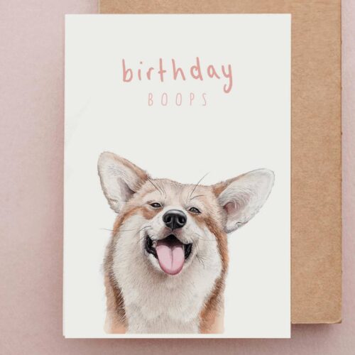 Dog Birthday Card | Corgi Greetings Card | Cute boops dog